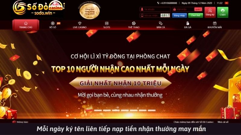 Mỗi ngày ký tên liên tiếp nạp tiền nhận thưởng may mắn